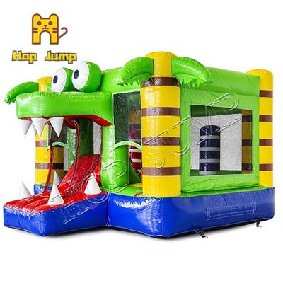 Renkli Çocuk Şişme Zıplayanlar Kale Evi 4 Dikişli Mini Sıçrama Timsah Tasarımı